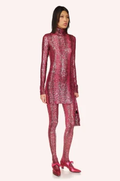 Snakeskin Sequin Turtleneck Dress