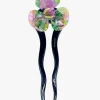 Spring Flower Chignon Hair Pin- Muted Green & Purple