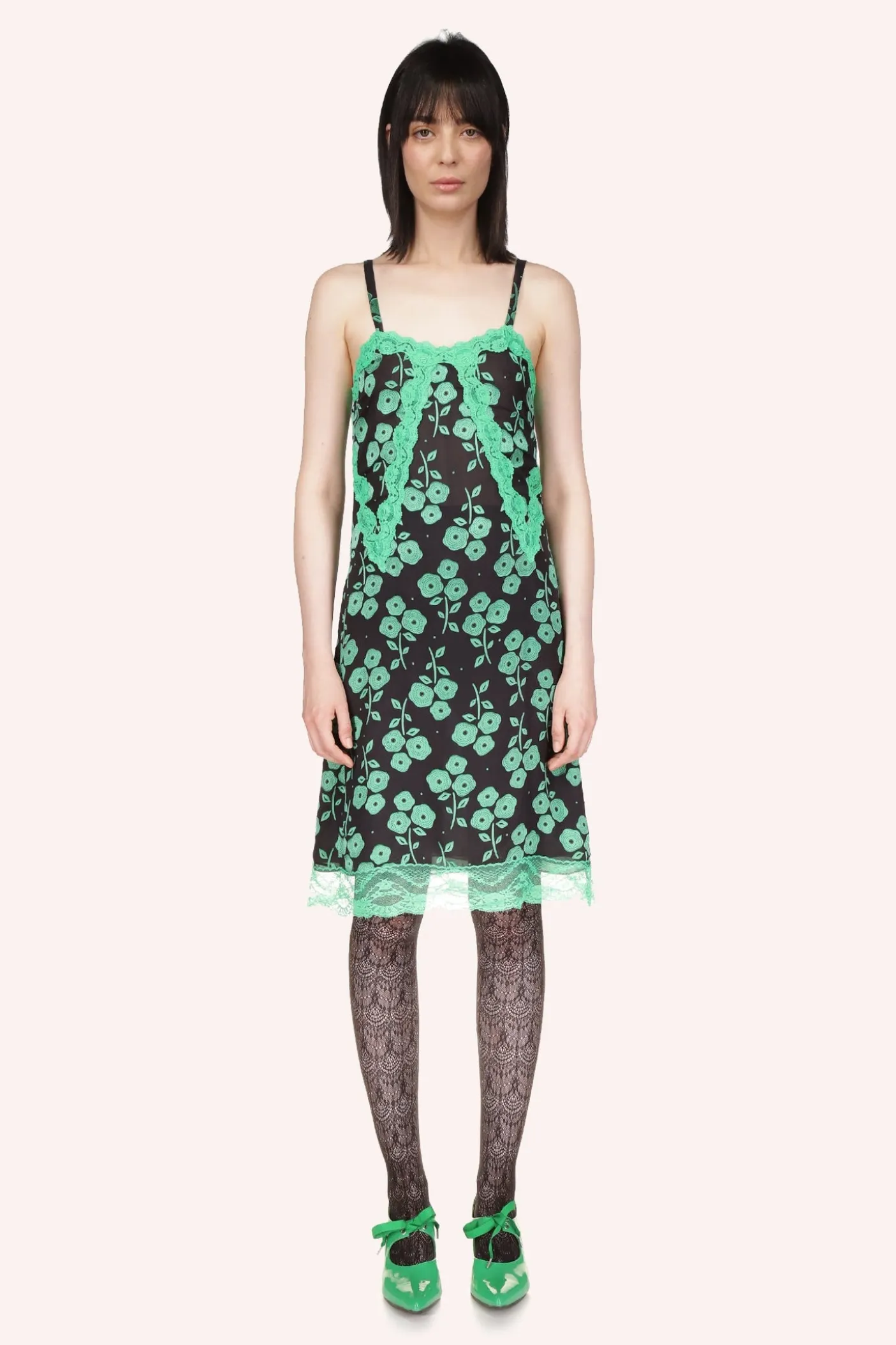 Stitched Poppies Slip Dress
