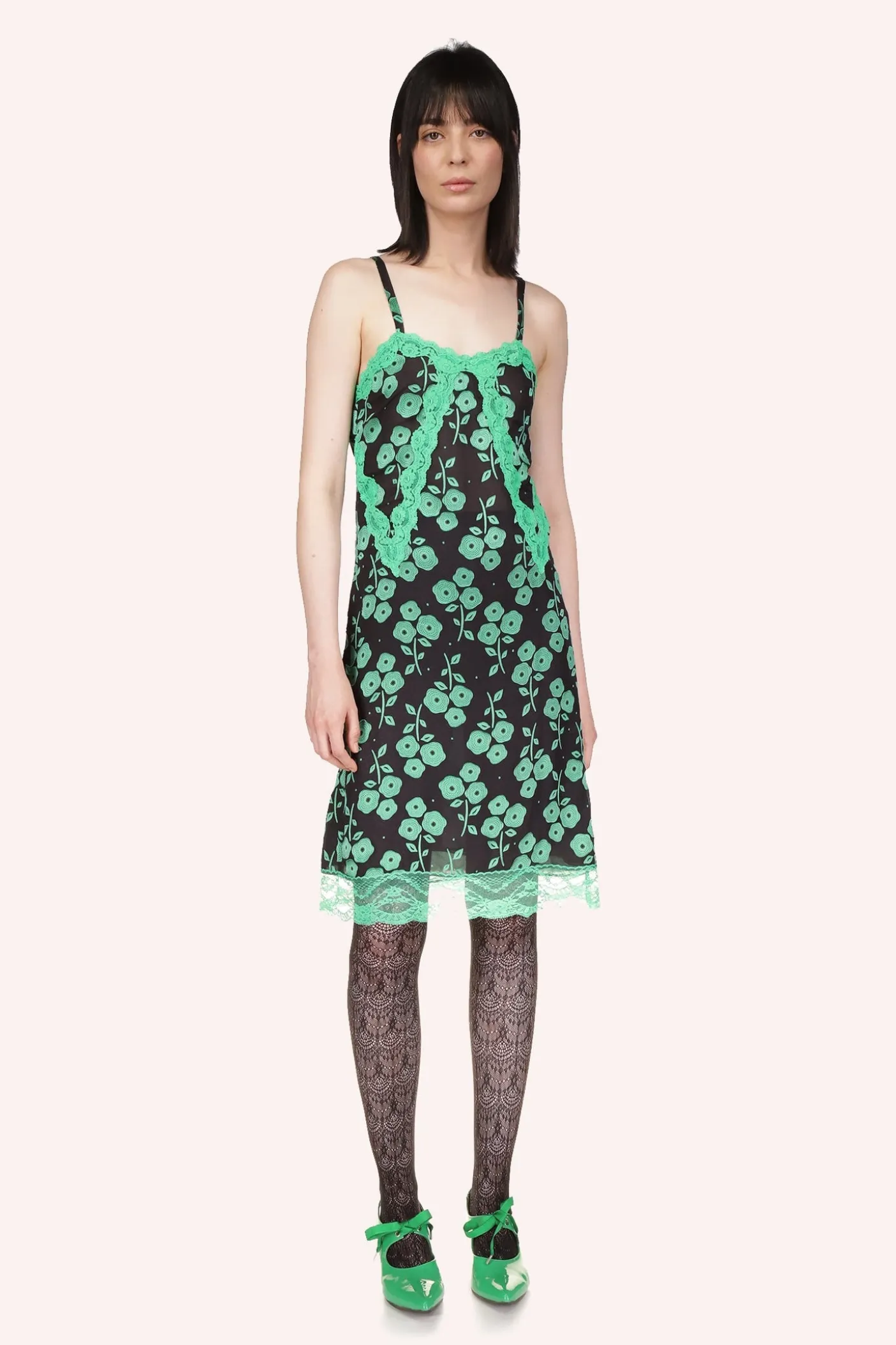 Stitched Poppies Slip Dress