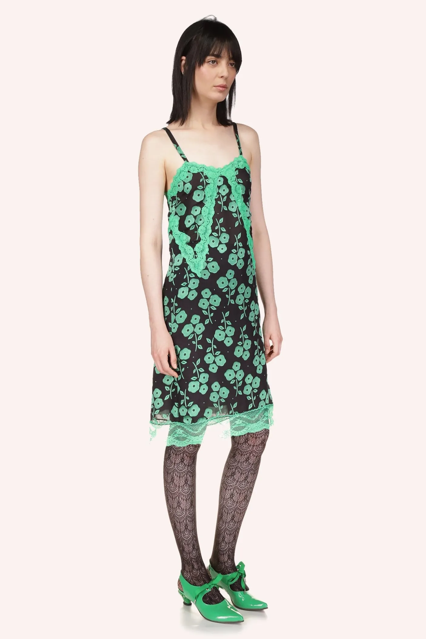 Stitched Poppies Slip Dress