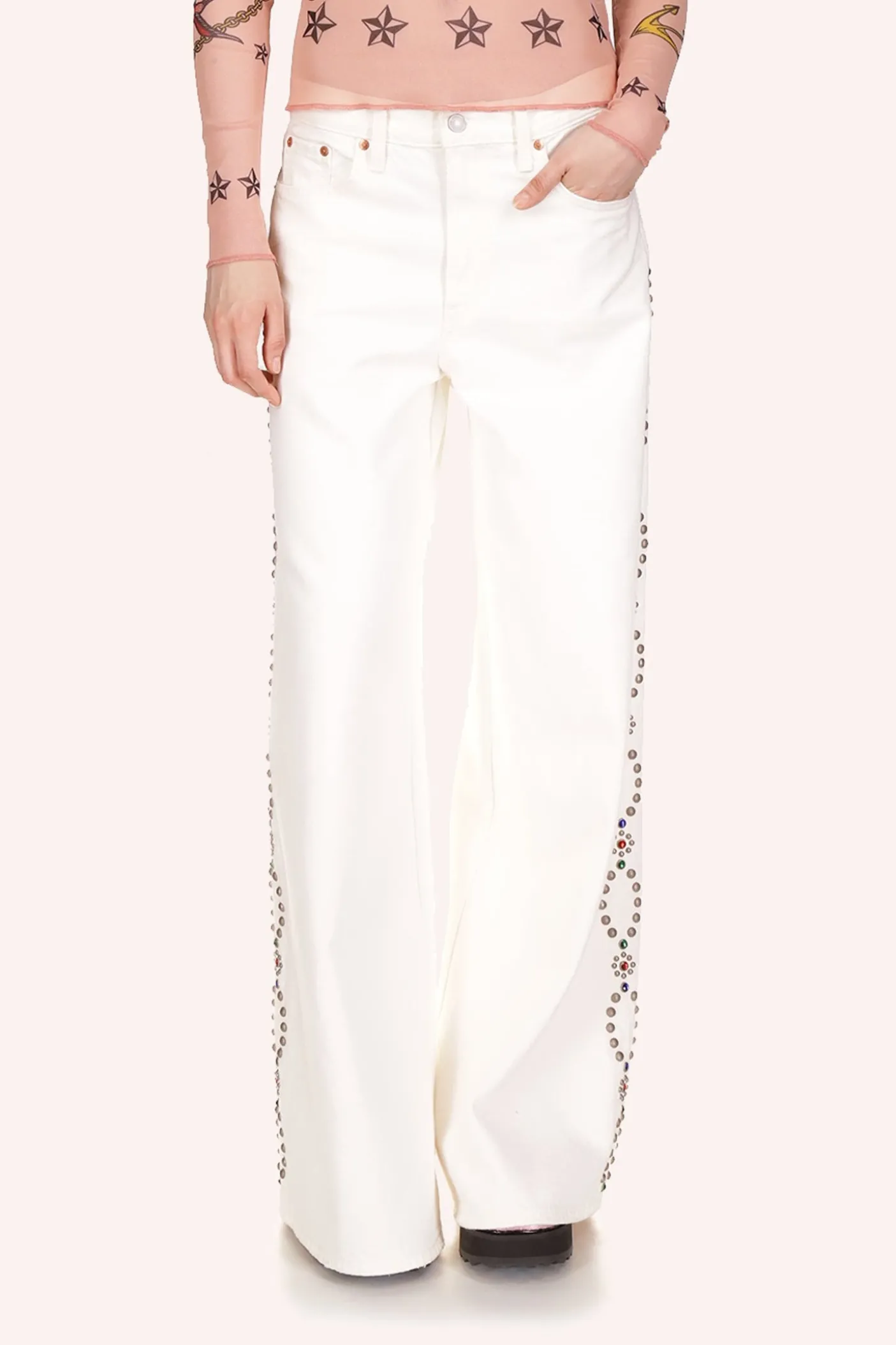 Studded Wide Leg Jeans