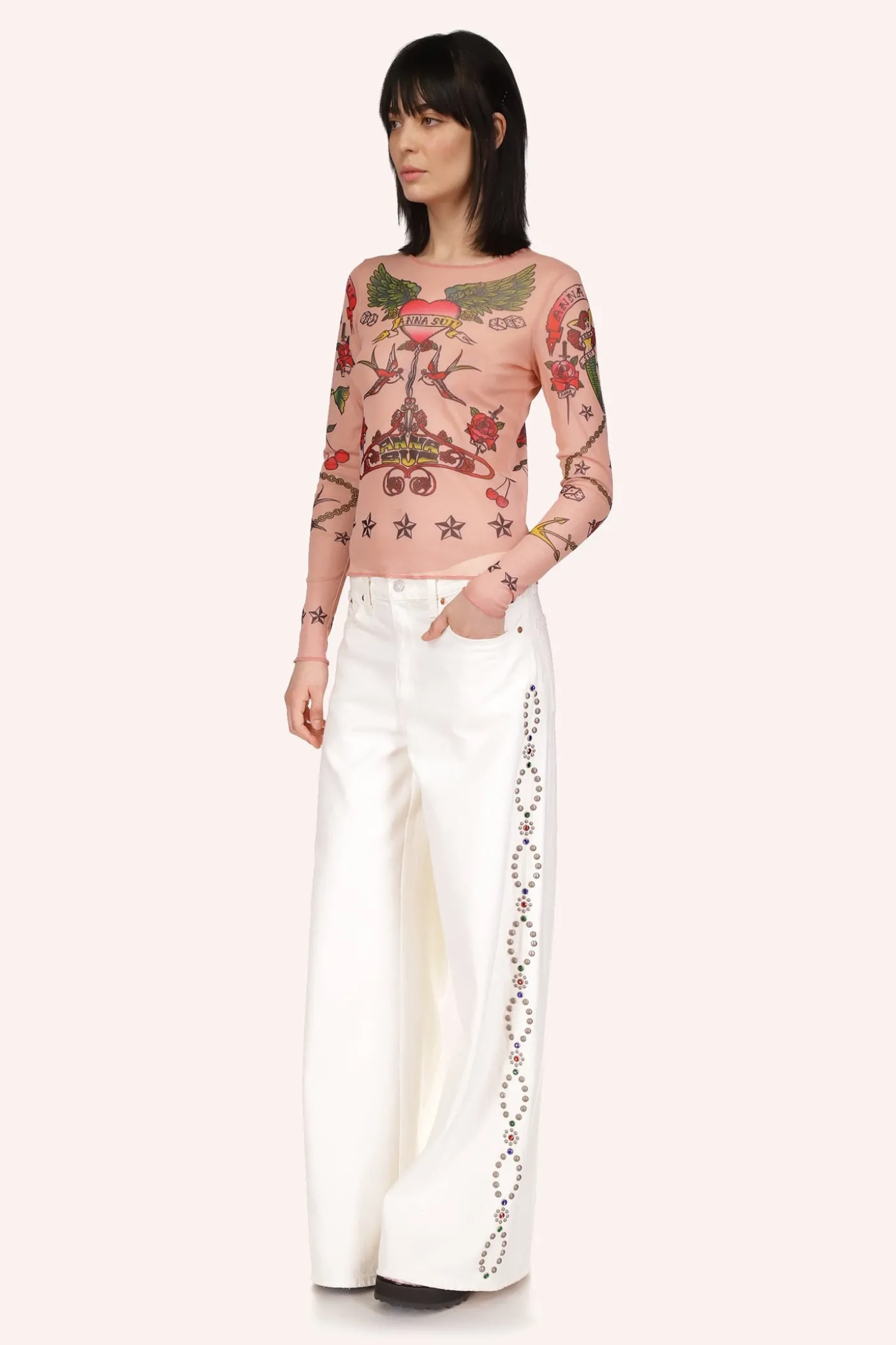 Studded Wide Leg Jeans