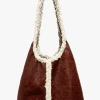 Tobacco Faux Leather with Curly Lamb Trim Hobo Bag