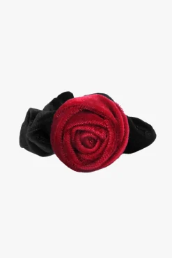 Velvet Rosette Scrunchie-Red
