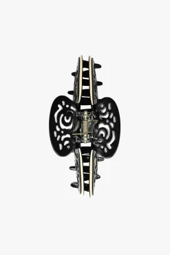 Vintage Black & White Two-Tone Open Scroll Jaw Clip