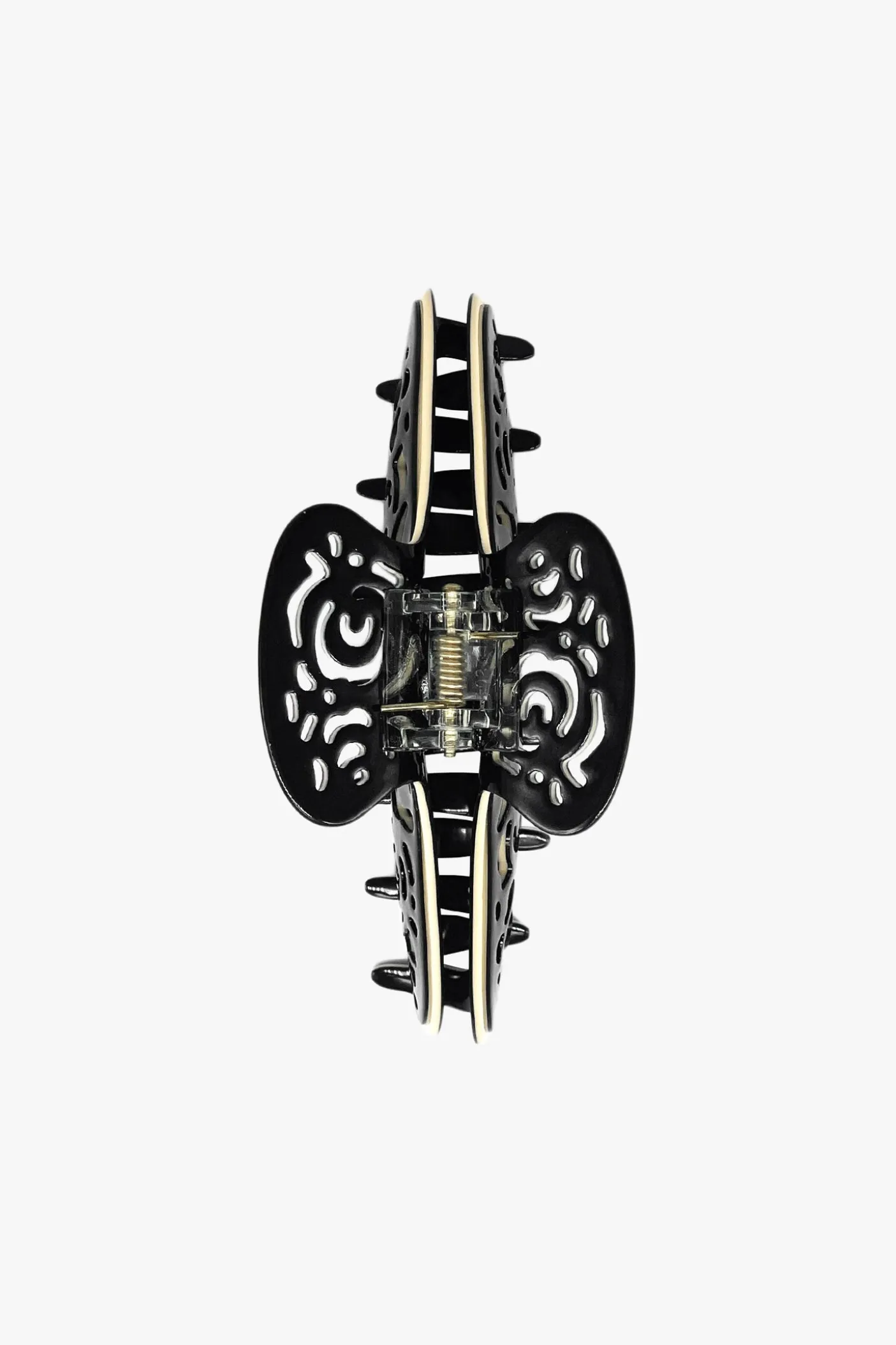 Vintage Black & White Two-Tone Open Scroll Jaw Clip