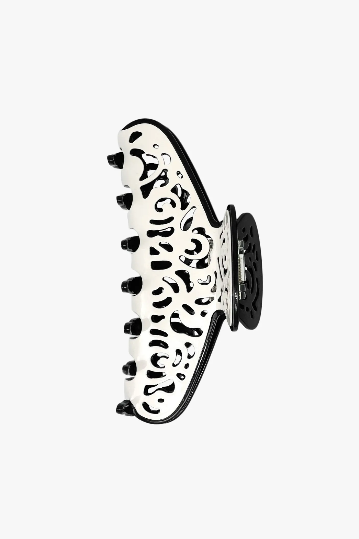 Vintage White & Black Two-Tone Open Scroll Jaw Clip