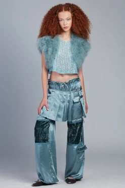 Washed Satin Pleated Wrap
