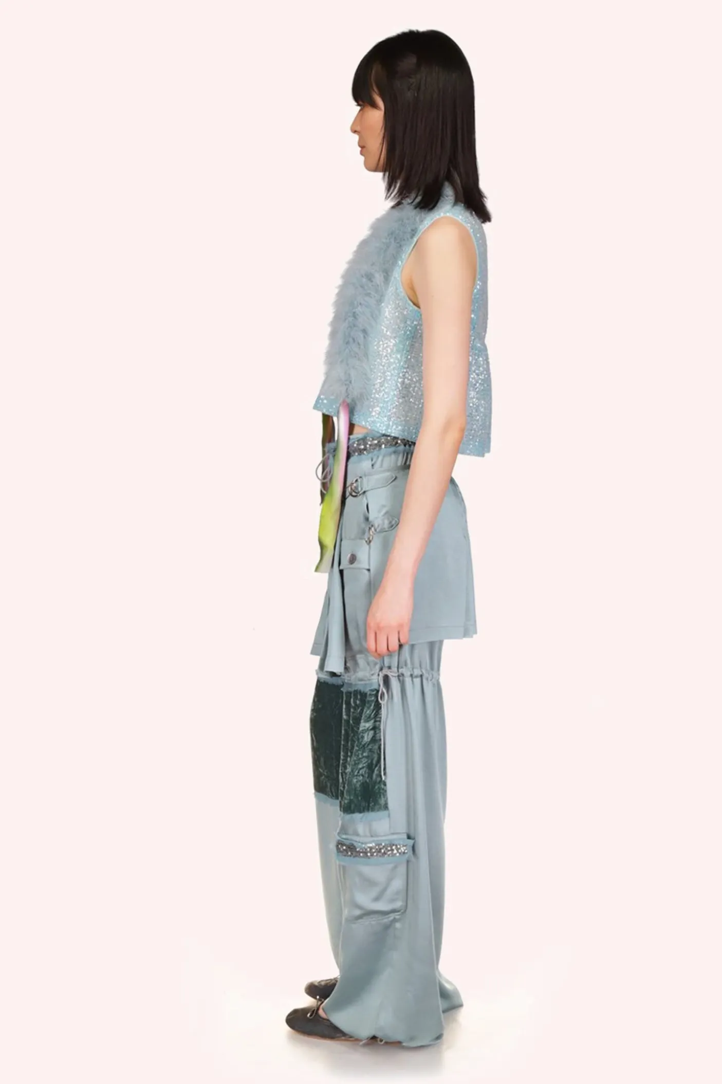 Washed Satin Pleated Wrap