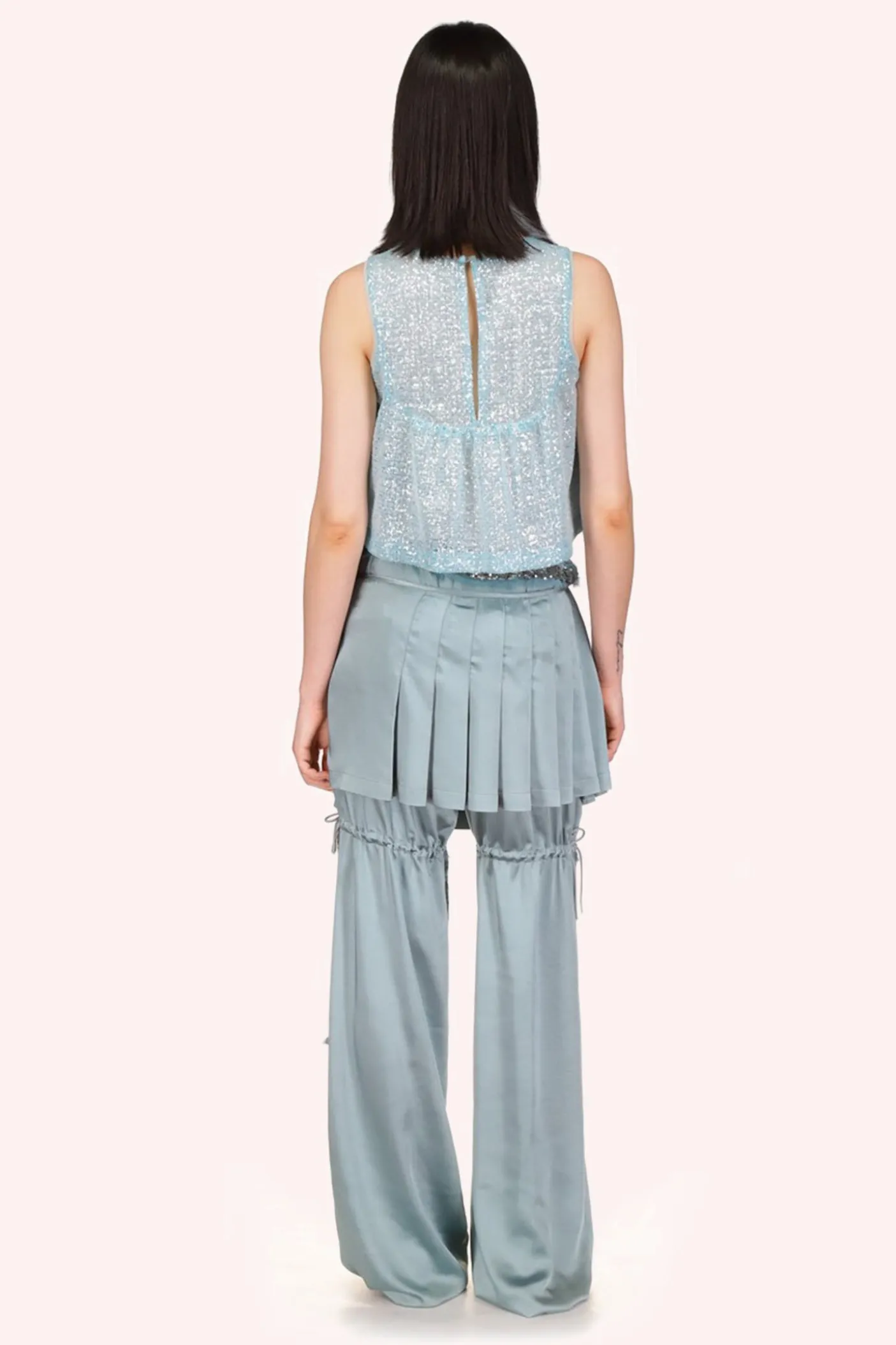 Washed Satin Pleated Wrap