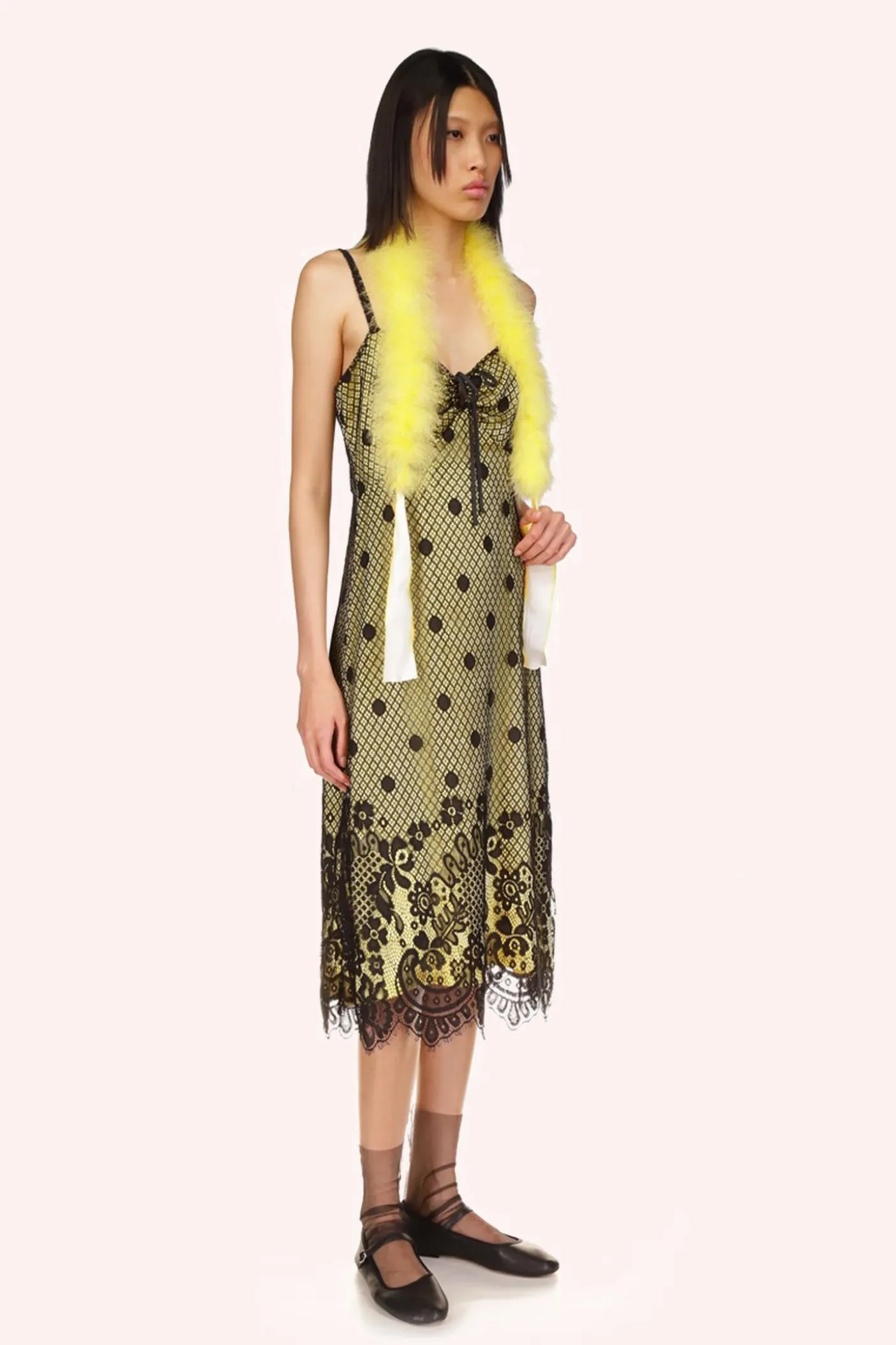 Washed Satin With Lace Dress