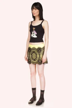 Washed Satin With Lace Mini Skirt