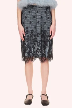 Washed Satin With Lace Pencil Skirt