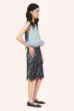 Washed Satin With Lace Pencil Skirt