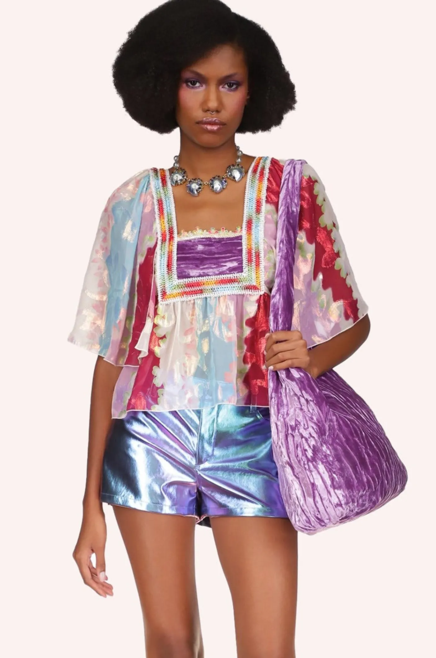 Wavy Clouds Velvet Blouse