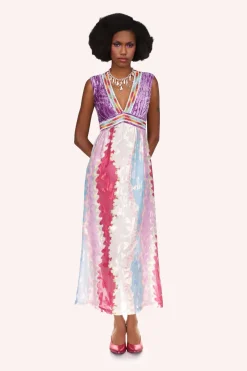 Wavy Clouds Velvet Bodice Sleeveless Dress